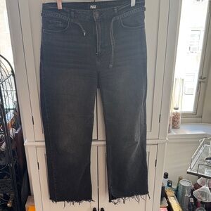 PAIGE Charcoal Distressed Hem Jeans